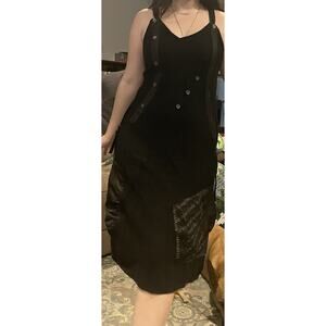 Unique Lagenlook women's size 14 wool black jumper midi dress Guzella